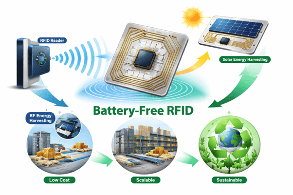 Battery Free RFID Tags and Energy Harvesting Technology